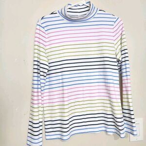 Croft Barrow Top Size Medium Striped 100% Cotton Longsleeve. New